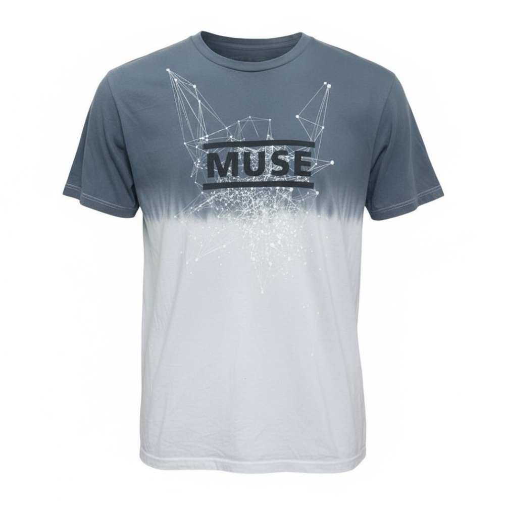 🌀 MUSE Dip Dye Band Tee XL 🧬‎ Graphic Splatter Logo Fade